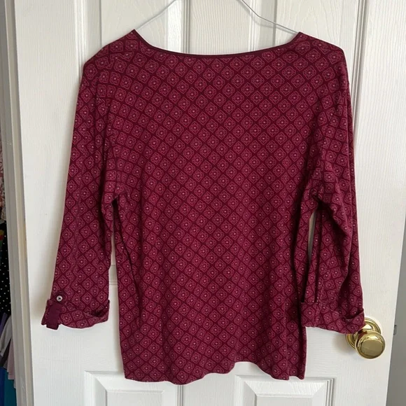 Croft & Barrow Patterned 3/4 Sleeve Top - Picture 4 of 5